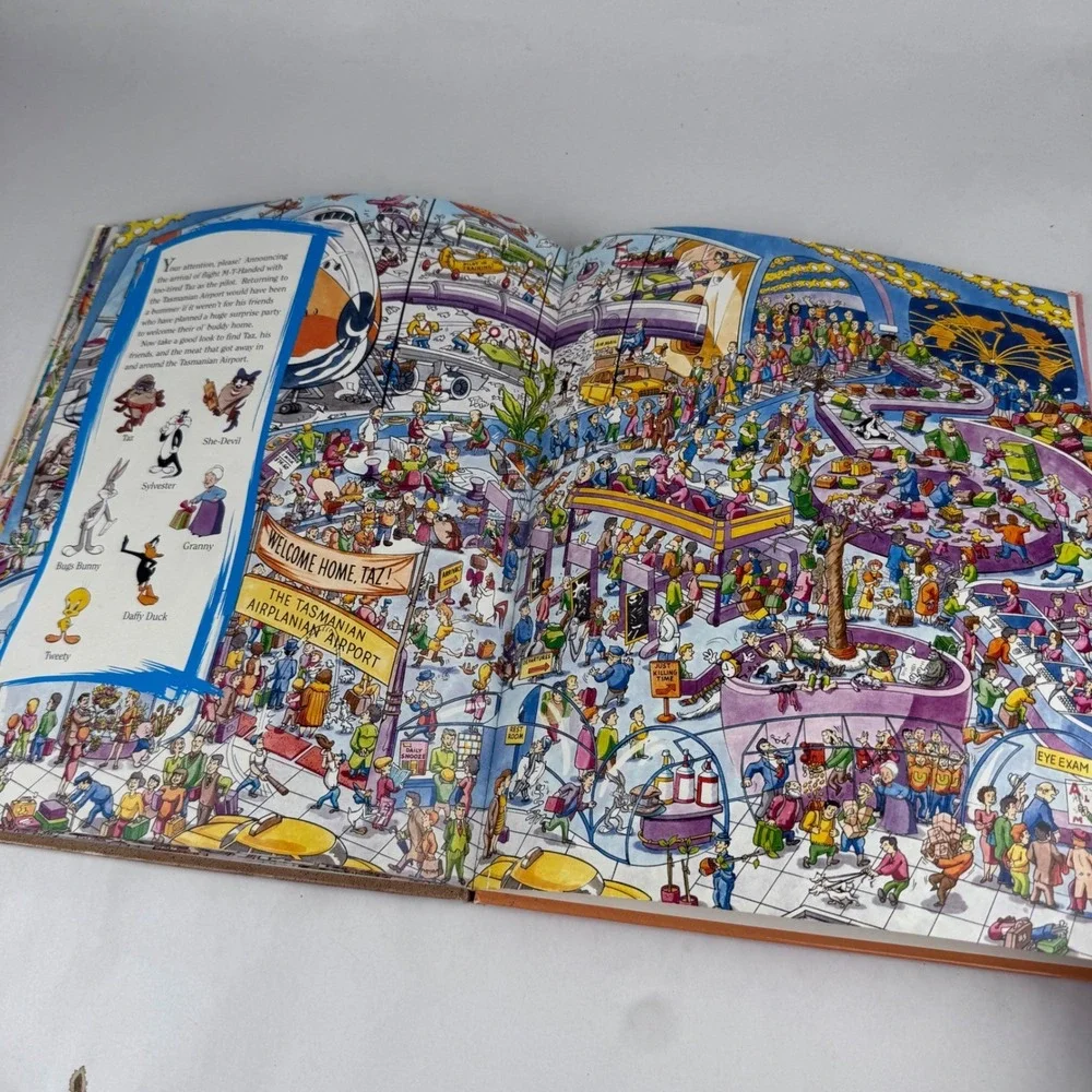 Vintage Look and Find Tasmanian Devil Hardback Book 1995 Warner Bros Children
